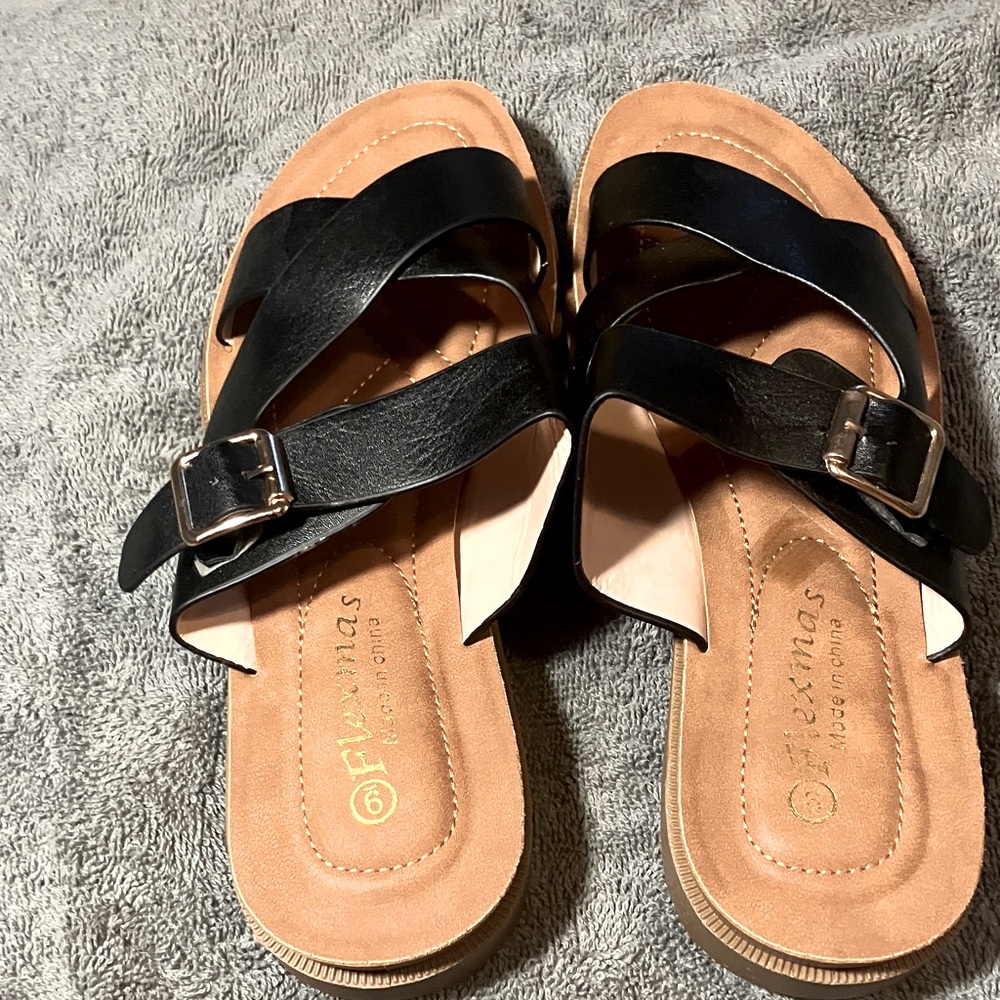 Flexi Black and Tan Women's Sandals